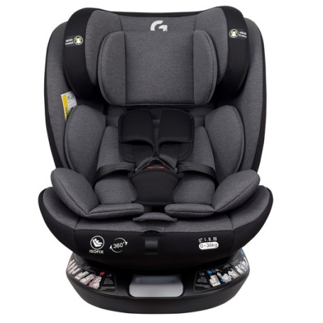 Καθισματάκι αυτοκινήτου G με isofix για βάρος 0 έως 36kg περιστρεφόμενο 360 μοίρες σε γκρι μαύρο