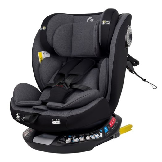 Καθισματάκι αυτοκινήτου G με isofix για βάρος 0 έως 36kg περιστρεφόμενο 360 μοίρες σε γκρι μαύρο