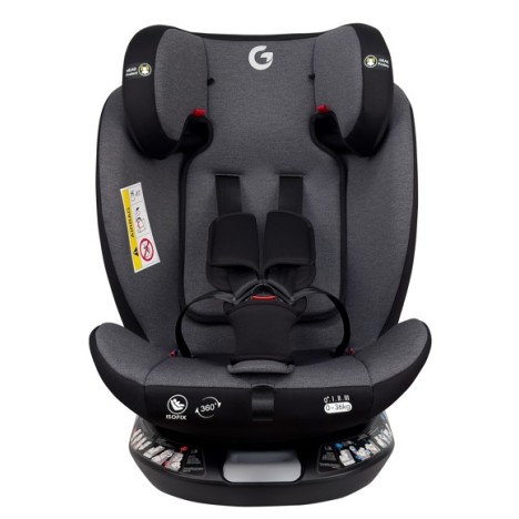 Καθισματάκι αυτοκινήτου G με isofix για βάρος 0 έως 36kg περιστρεφόμενο 360 μοίρες σε γκρι μαύρο