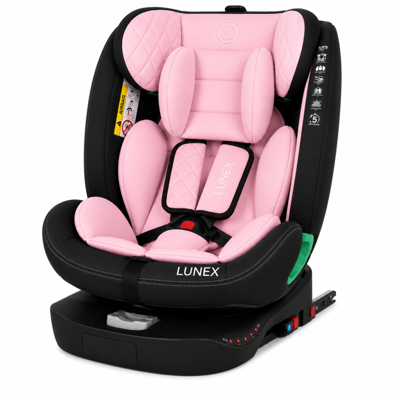Παιδικό κάθισμα αυτοκινήτου LUNEX i-Size με Isofix 0-36 kg περιστρεφόμενο 360 μοίρες μαύρο ροζ