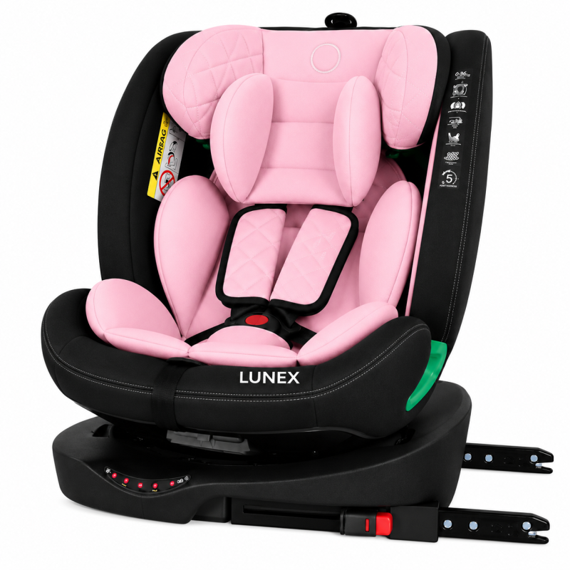 Παιδικό κάθισμα αυτοκινήτου LUNEX i-Size με Isofix 0-36 kg περιστρεφόμενο 360 μοίρες μαύρο ροζ