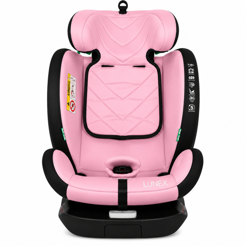 Παιδικό κάθισμα αυτοκινήτου LUNEX i-Size με Isofix 0-36 kg περιστρεφόμενο 360 μοίρες μαύρο ροζ