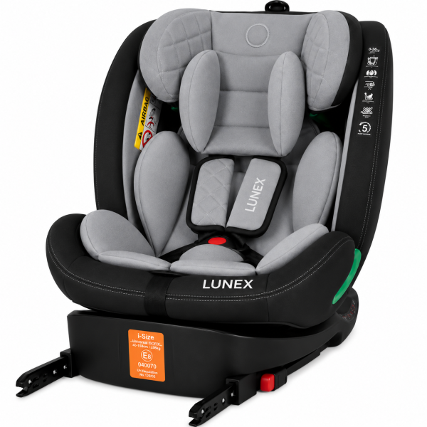 Παιδικό κάθισμα αυτοκινήτου LUNEX i-Size με Isofix 0-36 kg περιστρεφόμενο 360 μοίρες μαύρο γκρι