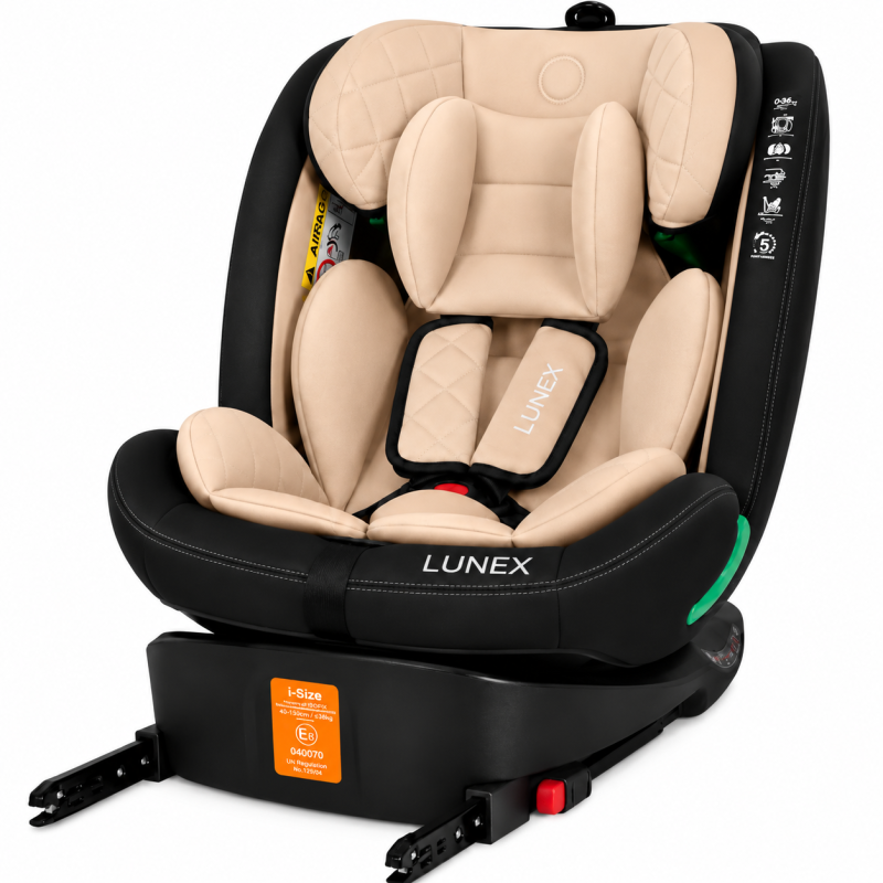 Παιδικό κάθισμα αυτοκινήτου LUNEX i-Size με Isofix 0-36 kg περιστρεφόμενο 360 μοίρες μαύρο μπεζ