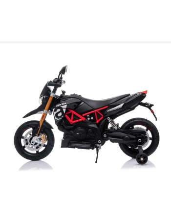 Ηλεκτροκίνητη παιδική μηχανή Licensed Aprilia Dorsoduro 900 12V σε Μαύρο - Λευκό Χρώμα 