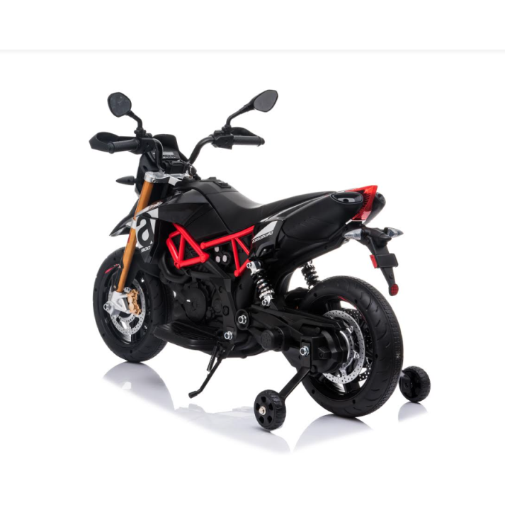 Ηλεκτροκίνητη παιδική μηχανή Licensed Aprilia Dorsoduro 900 12V σε Μαύρο - Λευκό Χρώμα 