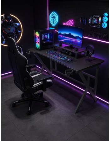 Γραφείο Gaming Ξύλινο Μαύρο με Μεταλλικά Πόδια 120x60x75εκ.