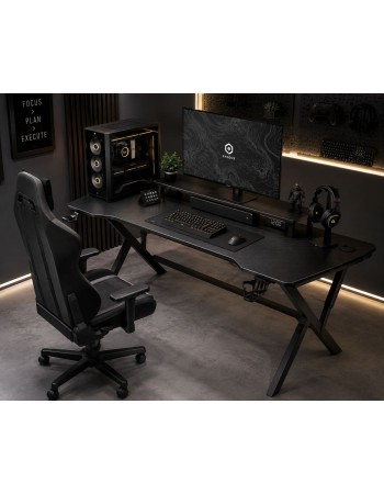 Γραφείο Gaming Ξύλινο Μαύρο με Μεταλλικά Πόδια 120x60x75εκ.