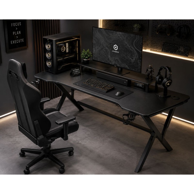 Γραφείο Gaming Ξύλινο Μαύρο με Μεταλλικά Πόδια 120x60x75εκ.