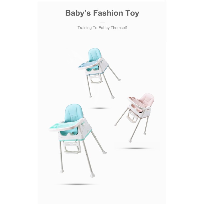 3 σε 1 παιδικό καρεκλάκι φαγητού δερματίνης ηλικίας 0 έως 4 ετών με διπλό τραπεζάκι σε ροζ