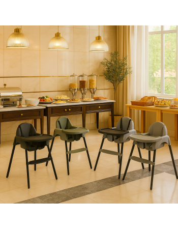 Καρεκλάκι φαγητού FunBaby 2 σε 1 με πλαστικό σκελετό και κάθισμα  απο 6 μηνών έως 15 κιλά σε γκρι χρώμα