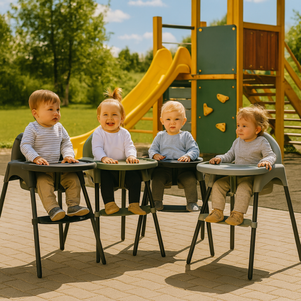 Καρεκλάκι φαγητού FunBaby 2 σε 1 με πλαστικό σκελετό και κάθισμα  απο 6 μηνών έως 15 κιλά σε μαύρο χρώμα