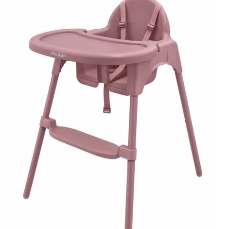 Καρεκλάκι φαγητού FunBaby 2 σε 1 με πλαστικό σκελετό και κάθισμα  απο 6 μηνών έως 15 κιλά σε ροζ χρώμα