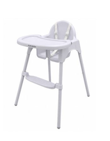 Καρεκλάκι φαγητού FunBaby 2 σε 1 με πλαστικό σκελετό και κάθισμα  απο 6 μηνών έως 15 κιλά σε λευκό χρώμα