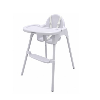 Καρεκλάκι φαγητού FunBaby 2 σε 1 με πλαστικό σκελετό και κάθισμα  απο 6 μηνών έως 15 κιλά σε λευκό χρώμα