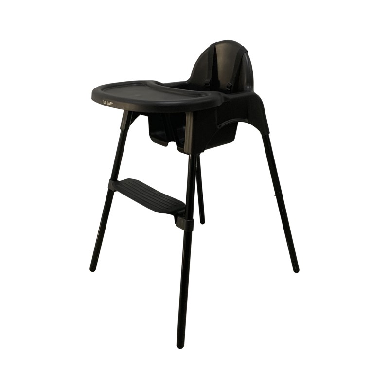 Καρεκλάκι φαγητού FunBaby 2 σε 1 με πλαστικό σκελετό και κάθισμα  απο 6 μηνών έως 15 κιλά σε μαύρο χρώμα