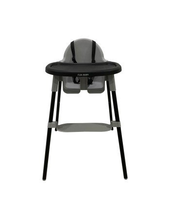Καρεκλάκι φαγητού FunBaby 2 σε 1 με πλαστικό σκελετό και κάθισμα  απο 6 μηνών έως 15 κιλά σε μαύρο γκρι χρώμα