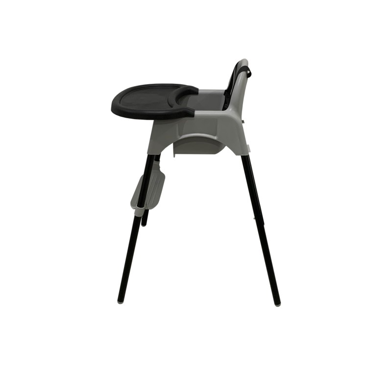 Καρεκλάκι φαγητού FunBaby 2 σε 1 με πλαστικό σκελετό και κάθισμα  απο 6 μηνών έως 15 κιλά σε μαύρο γκρι χρώμα