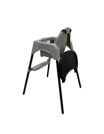 Καρεκλάκι φαγητού FunBaby 2 σε 1 με πλαστικό σκελετό και κάθισμα  απο 6 μηνών έως 15 κιλά σε μαύρο γκρι χρώμα