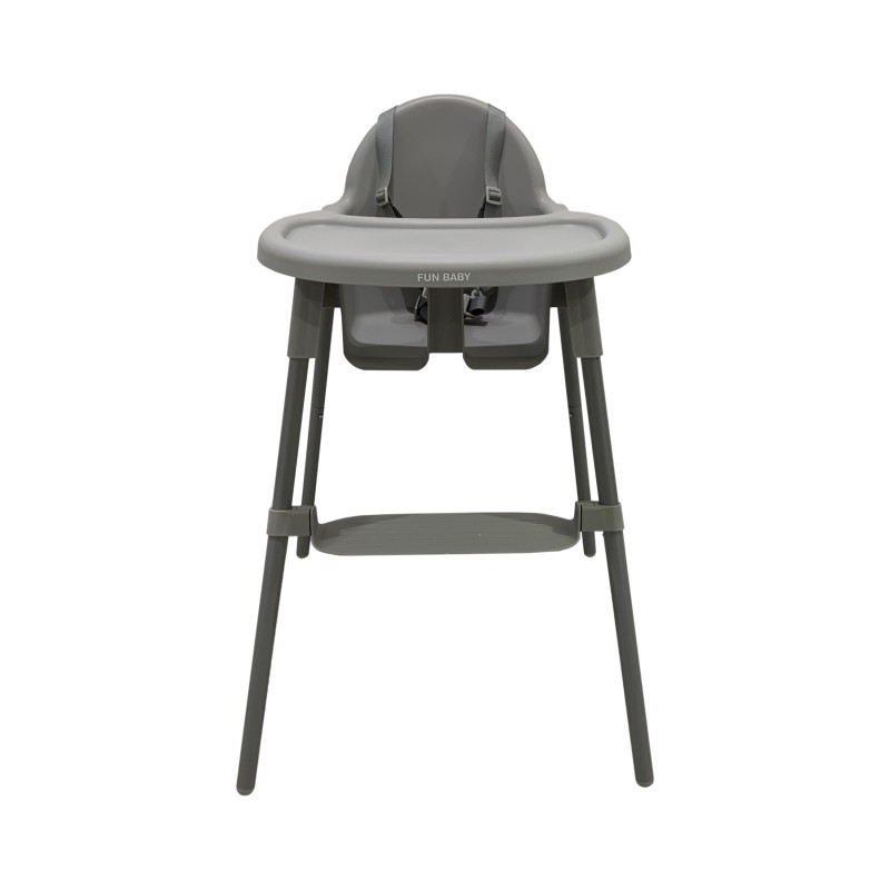 Καρεκλάκι φαγητού FunBaby 2 σε 1 με πλαστικό σκελετό και κάθισμα  απο 6 μηνών έως 15 κιλά σε γκρι χρώμα
