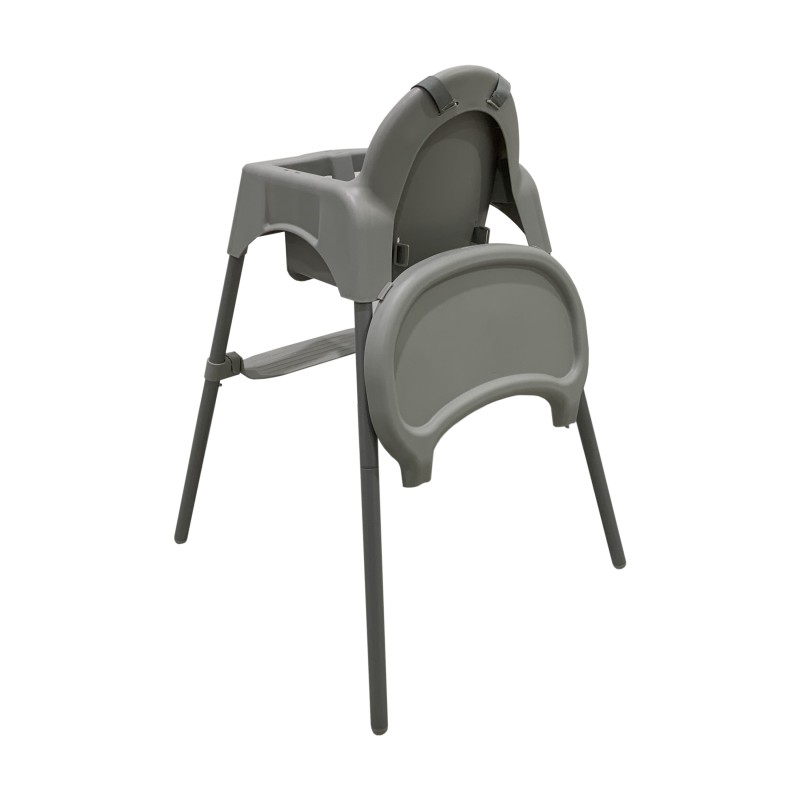 Καρεκλάκι φαγητού FunBaby 2 σε 1 με πλαστικό σκελετό και κάθισμα  απο 6 μηνών έως 15 κιλά σε γκρι χρώμα
