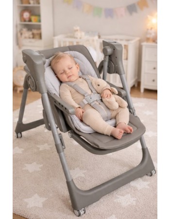 Ηλεκτρικό καρεκλάκι φαγητού Galaxy 3 σε 1 με ανάκληση δυνατότητα κούνιας bluetooth και χειριστήριο απο 3 μηνών έως 20 κιλά σε γκρι χρώμα