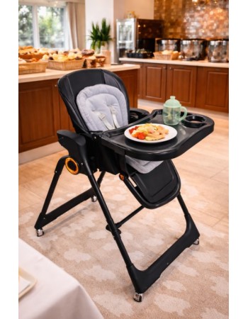 Ηλεκτρικό καρεκλάκι φαγητού Galaxy 3 σε 1 με ανάκληση δυνατότητα κούνιας bluetooth και χειριστήριο απο 3 μηνών έως 20 κιλά σε μαύρο χρώμα