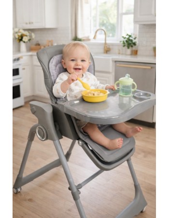 Ηλεκτρικό καρεκλάκι φαγητού Galaxy 3 σε 1 με ανάκληση δυνατότητα κούνιας bluetooth και χειριστήριο απο 3 μηνών έως 20 κιλά σε γκρι χρώμα