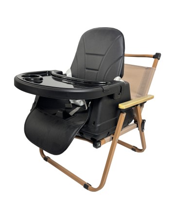 Καρεκλάκι φαγητού Moon 3 σε 1 με μεταλλικό σκελετό και πλαστικό κάθισμα με δερματίνη απο 6 μηνών έως 15 κιλά σε μαύρο χρώμα