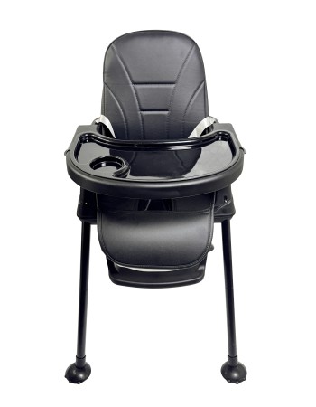 Καρεκλάκι φαγητού Moon 3 σε 1 με μεταλλικό σκελετό και πλαστικό κάθισμα με δερματίνη απο 6 μηνών έως 15 κιλά σε μαύρο χρώμα