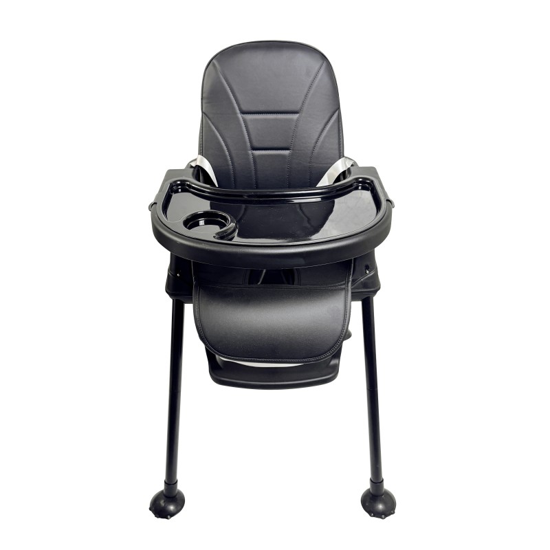 Καρεκλάκι φαγητού Moon 3 σε 1 με μεταλλικό σκελετό και πλαστικό κάθισμα με δερματίνη απο 6 μηνών έως 15 κιλά σε μαύρο χρώμα