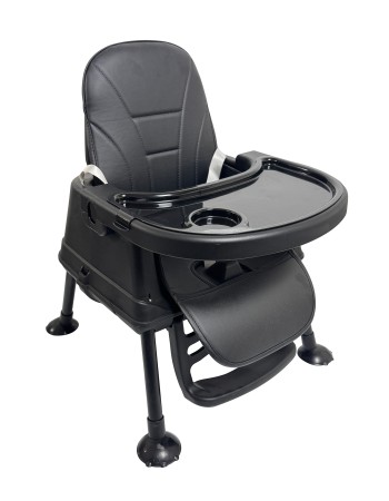 Καρεκλάκι φαγητού Moon 3 σε 1 με μεταλλικό σκελετό και πλαστικό κάθισμα με δερματίνη απο 6 μηνών έως 15 κιλά σε μαύρο χρώμα