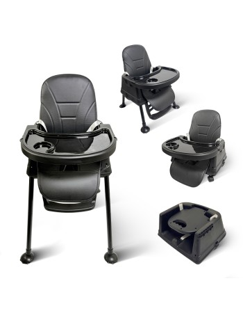 Καρεκλάκι φαγητού Moon 3 σε 1 με μεταλλικό σκελετό και πλαστικό κάθισμα με δερματίνη απο 6 μηνών έως 15 κιλά σε μαύρο χρώμα