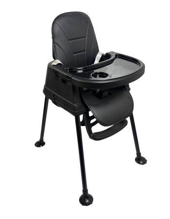 Καρεκλάκι φαγητού Moon 3 σε 1 με μεταλλικό σκελετό και πλαστικό κάθισμα με δερματίνη απο 6 μηνών έως 15 κιλά σε μαύρο χρώμα