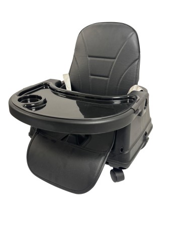 Καρεκλάκι φαγητού Moon 3 σε 1 με μεταλλικό σκελετό και πλαστικό κάθισμα με δερματίνη απο 6 μηνών έως 15 κιλά σε μαύρο χρώμα