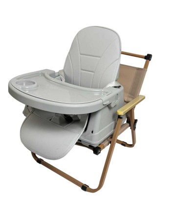 Καρεκλάκι φαγητού Moon 3 σε 1 με μεταλλικό σκελετό και πλαστικό κάθισμα με δερματίνη απο 6 μηνών έως 15 κιλά σε ανοιχτό γκρι χρώμα