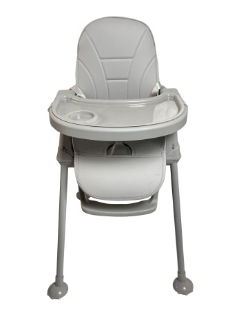 Καρεκλάκι φαγητού Moon 3 σε 1 με μεταλλικό σκελετό και πλαστικό κάθισμα με δερματίνη απο 6 μηνών έως 15 κιλά σε ανοιχτό γκρι χρώμα
