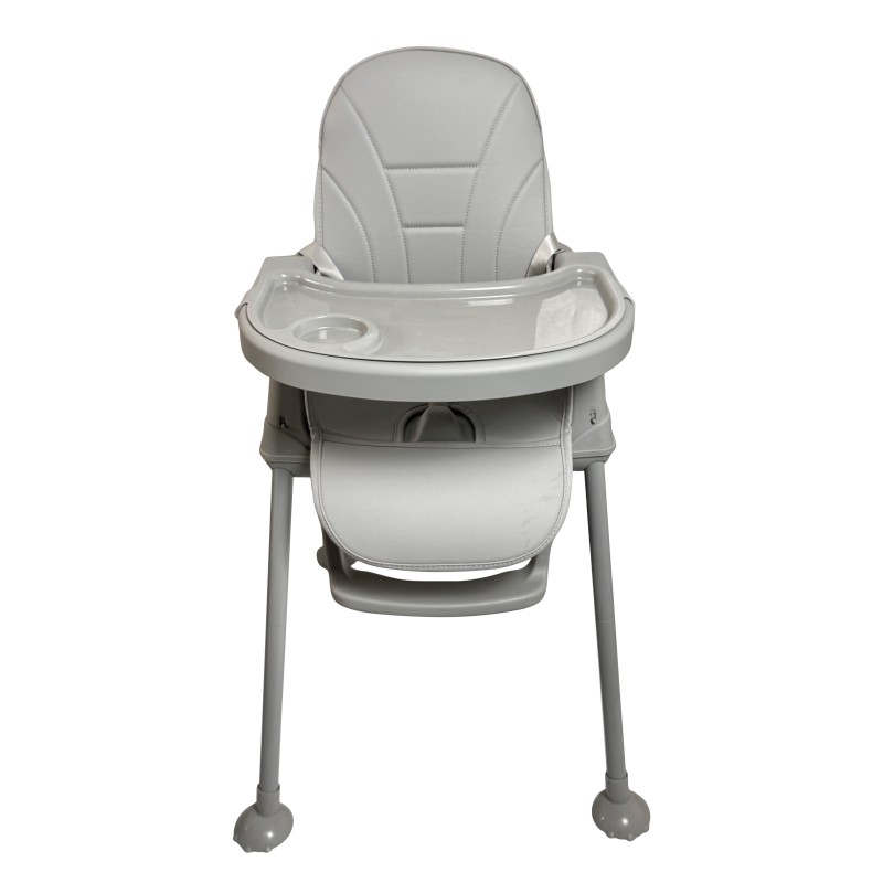 Καρεκλάκι φαγητού Moon 3 σε 1 με μεταλλικό σκελετό και πλαστικό κάθισμα με δερματίνη απο 6 μηνών έως 15 κιλά σε ανοιχτό γκρι χρώμα