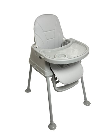 Καρεκλάκι φαγητού Moon 3 σε 1 με μεταλλικό σκελετό και πλαστικό κάθισμα με δερματίνη απο 6 μηνών έως 15 κιλά σε ανοιχτό γκρι χρώμα