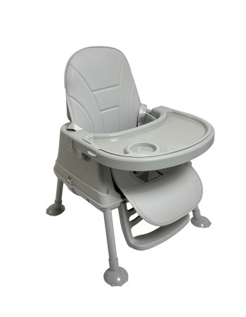 Καρεκλάκι φαγητού Moon 3 σε 1 με μεταλλικό σκελετό και πλαστικό κάθισμα με δερματίνη απο 6 μηνών έως 15 κιλά σε ανοιχτό γκρι χρώμα
