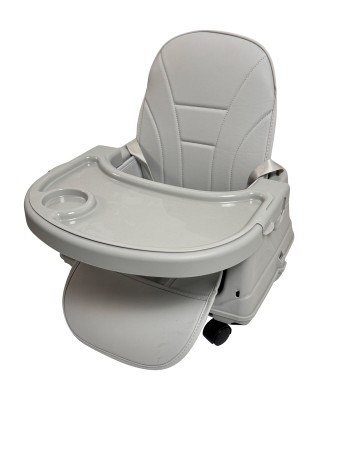 Καρεκλάκι φαγητού Moon 3 σε 1 με μεταλλικό σκελετό και πλαστικό κάθισμα με δερματίνη απο 6 μηνών έως 15 κιλά σε ανοιχτό γκρι χρώμα