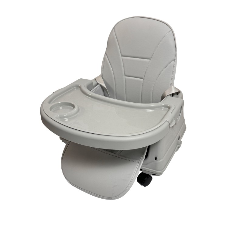 Καρεκλάκι φαγητού Moon 3 σε 1 με μεταλλικό σκελετό και πλαστικό κάθισμα με δερματίνη απο 6 μηνών έως 15 κιλά σε ανοιχτό γκρι χρώμα