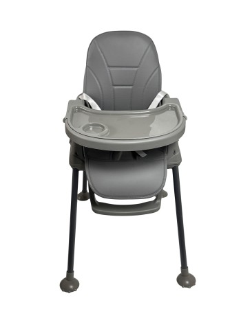 Καρεκλάκι φαγητού Moon 3 σε 1 με μεταλλικό σκελετό και πλαστικό κάθισμα με δερματίνη απο 6 μηνών έως 15 κιλά σε σκούρο γκρι χρώμα