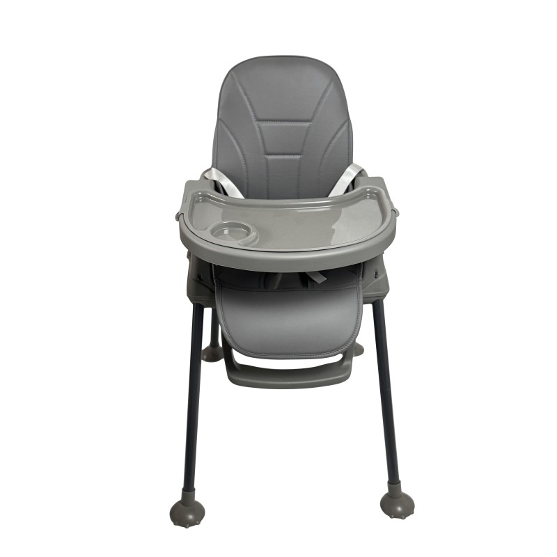 Καρεκλάκι φαγητού Moon 3 σε 1 με μεταλλικό σκελετό και πλαστικό κάθισμα με δερματίνη απο 6 μηνών έως 15 κιλά σε σκούρο γκρι χρώμα