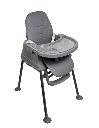 Καρεκλάκι φαγητού Moon 3 σε 1 με μεταλλικό σκελετό και πλαστικό κάθισμα με δερματίνη απο 6 μηνών έως 15 κιλά σε σκούρο γκρι χρώμα