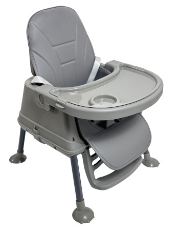 Καρεκλάκι φαγητού Moon 3 σε 1 με μεταλλικό σκελετό και πλαστικό κάθισμα με δερματίνη απο 6 μηνών έως 15 κιλά σε σκούρο γκρι χρώμα