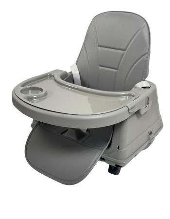 Καρεκλάκι φαγητού Moon 3 σε 1 με μεταλλικό σκελετό και πλαστικό κάθισμα με δερματίνη απο 6 μηνών έως 15 κιλά σε σκούρο γκρι χρώμα