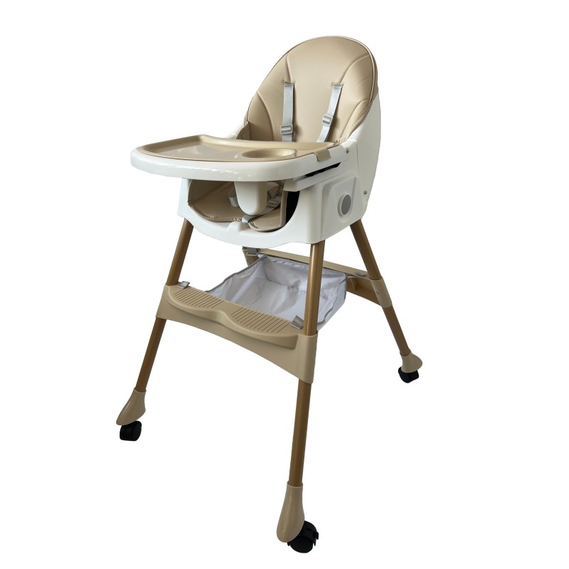 Καρεκλάκι φαγητού Bebe 4 σε 1 με ανάκληση και δυνατότητα κούνιας απο 6 μηνών έως 15 κιλά σε μπεζ χρώμα