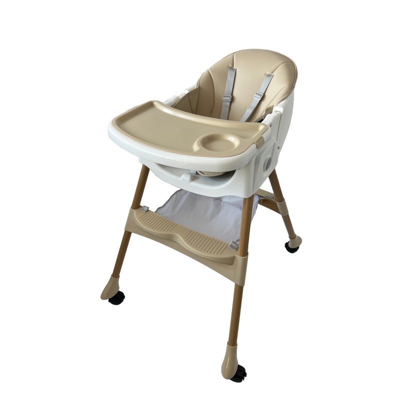 Καρεκλάκι φαγητού Bebe 4 σε 1 με ανάκληση και δυνατότητα κούνιας απο 6 μηνών έως 15 κιλά σε μπεζ χρώμα