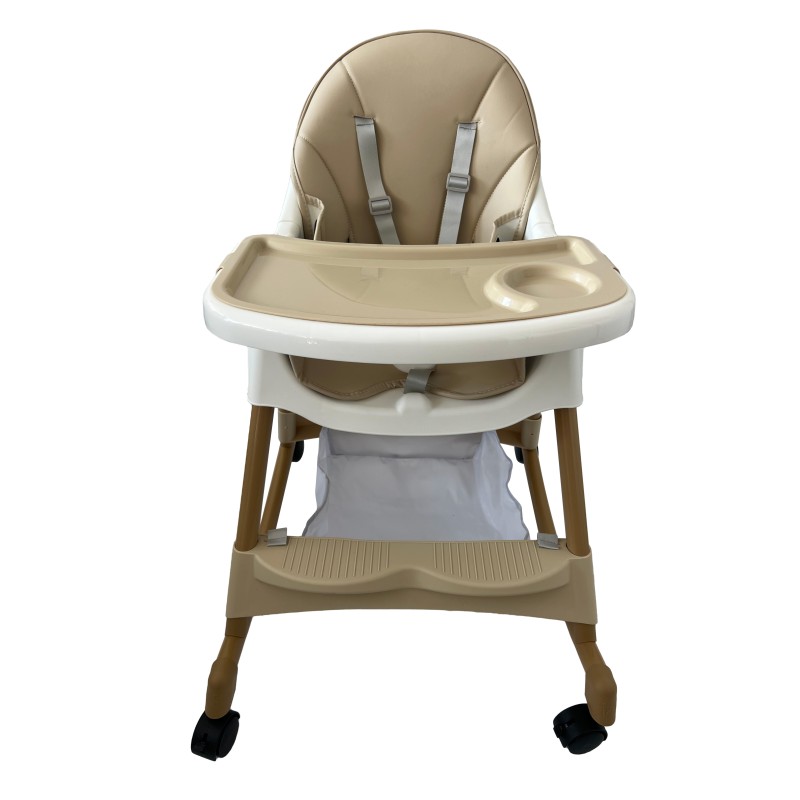 Καρεκλάκι φαγητού Bebe 4 σε 1 με ανάκληση και δυνατότητα κούνιας απο 6 μηνών έως 15 κιλά σε μπεζ χρώμα